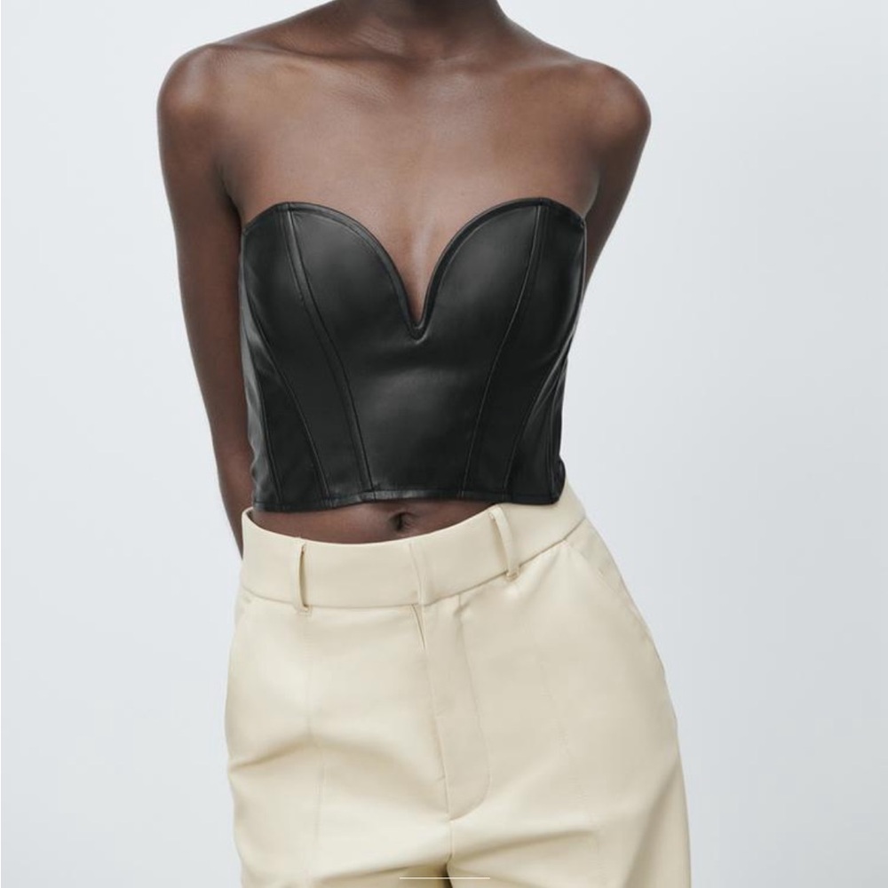 Faux leather corset top